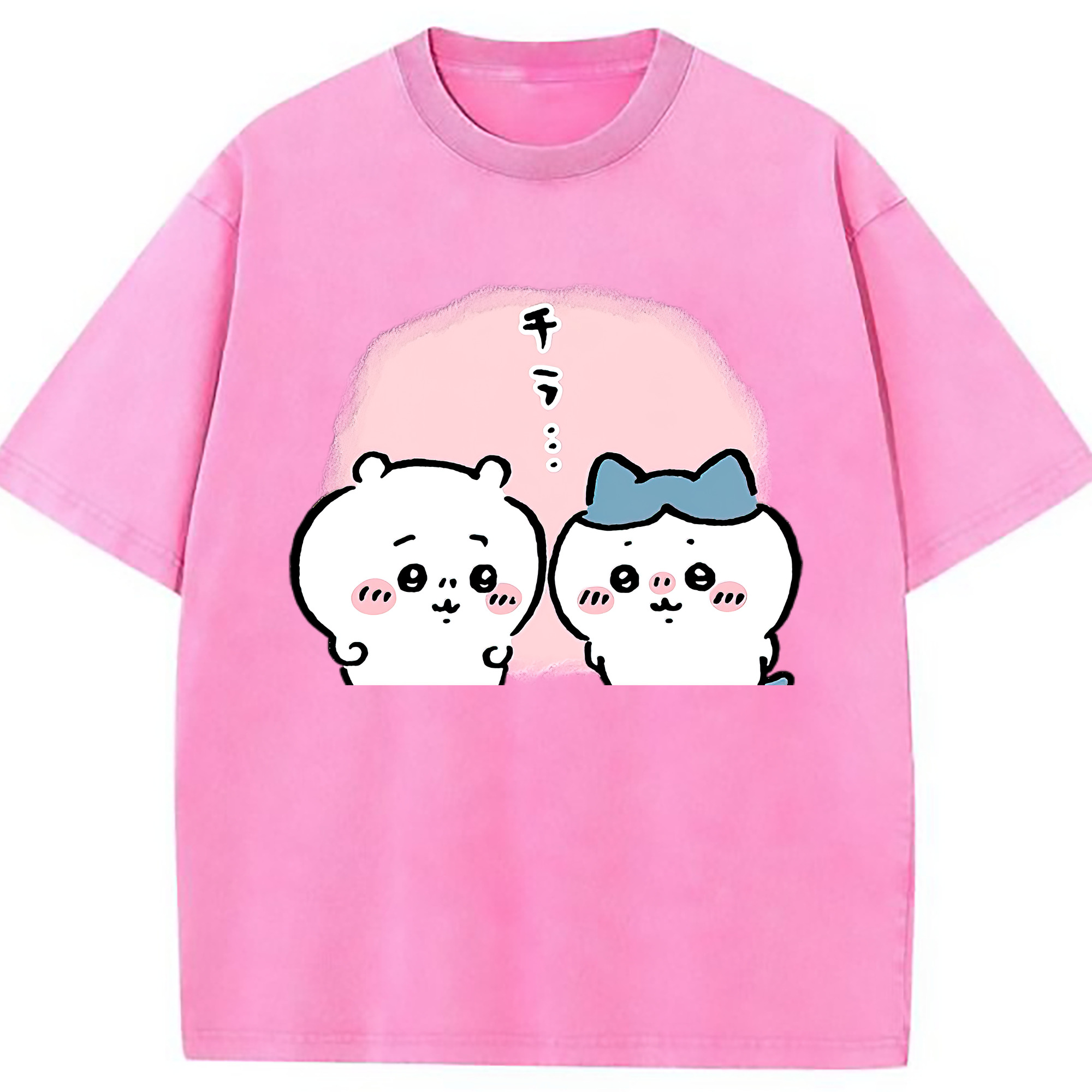 （画像用） ちいかわ ハチワレ Chii-kawa hachiware 綿100% ヴィンテージ風 半袖Tシャツ（フロントプリント）